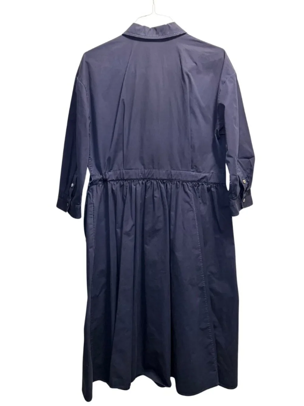 Tory Burch Navy Blue Gathered Waist Shirtdress Large